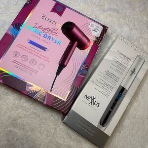 Hair Dryer and Straightener - Pink and Silver